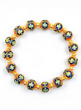 北京景区多彩中国结景泰蓝镂空球手链潘家园烤蓝珐琅女款手串饰品