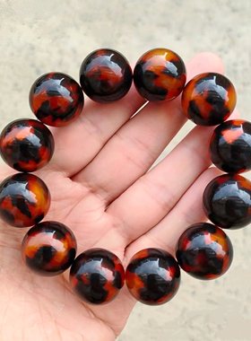 20mm圆珠瑁色豹纹佛珠手链
