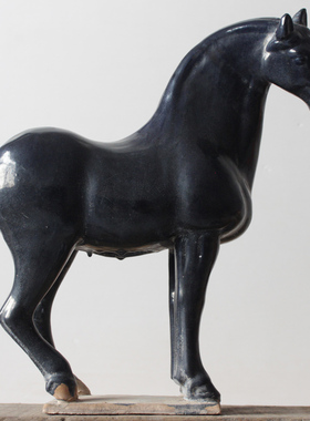 仿古唐三彩陶瓷马桌面摆件