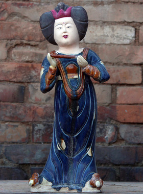 仿古唐三彩女俑胖妞仕女肥婆陶俑陶瓷客厅书房摆件古玩收藏艺术品