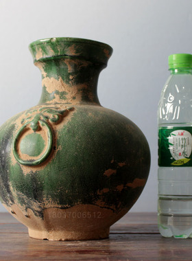 工艺绿釉仿古风瓷器家居客厅摆件