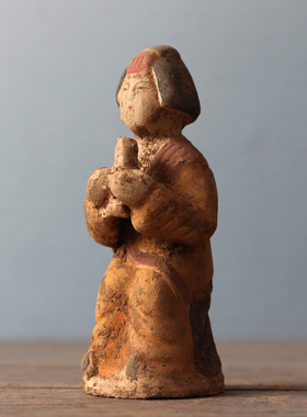 唐代仕女仿古风彩绘收藏老货陶俑