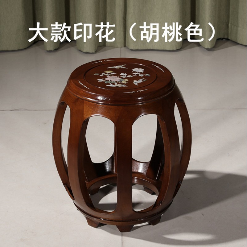 亿靠金花梨印花圆实木换鞋红木古筝小矮仿古家用餐桌茶几凳琴凳子 - 图3