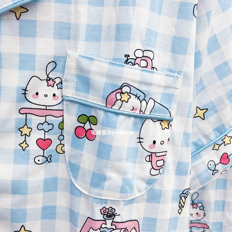 HelloKitty睡衣女款2024新款夏季纯棉短袖卡通可爱学生家居服夏天 - 图2