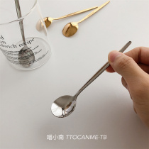 (High-quality) ins coffee spoons stir sweet cake ice-cream Stainless Steel Golden Silver Ice Cream Breakfast