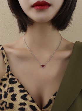 奥特莱斯专柜清仓撤柜捡漏18K金红色爱心项链时尚outlets女配饰