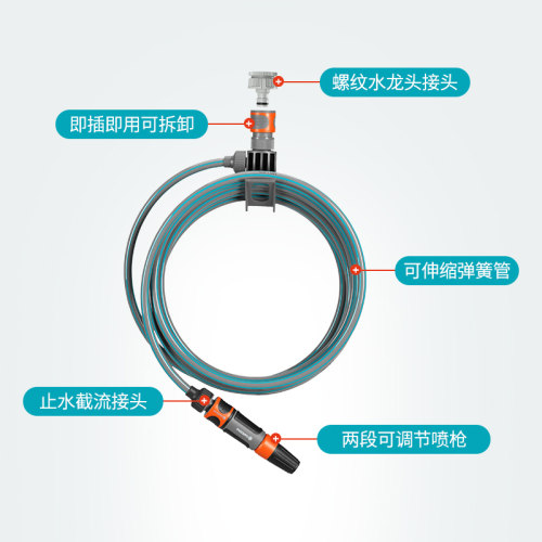德国进口嘉丁拿GARDENA 家庭阳台花园可伸缩弹簧水管浇花水枪套装 - 图0