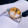 Natural crystal titanium blonde flower bare stone wealth jewelry silver inlaid ring ring ring adjustable one thing one picture