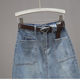 Mid-length denim skirt, versatile skirt that looks slimming