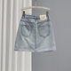 2025 short skirt denim skirt versatile A-line embroidery to make you look thin