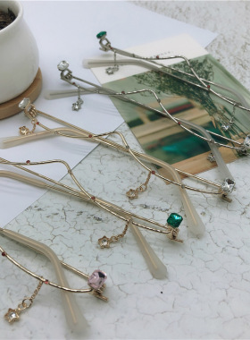 下半框眼镜网红同款星星吊坠无镜片ins女吊坠装饰街拍潮搭眼镜架