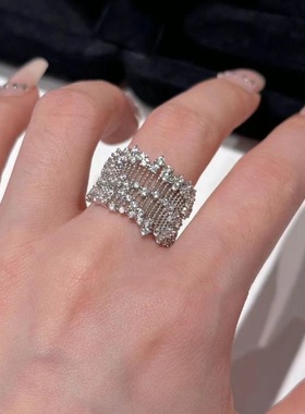 s925纯银甜美戒指女繁星蕾丝闭口