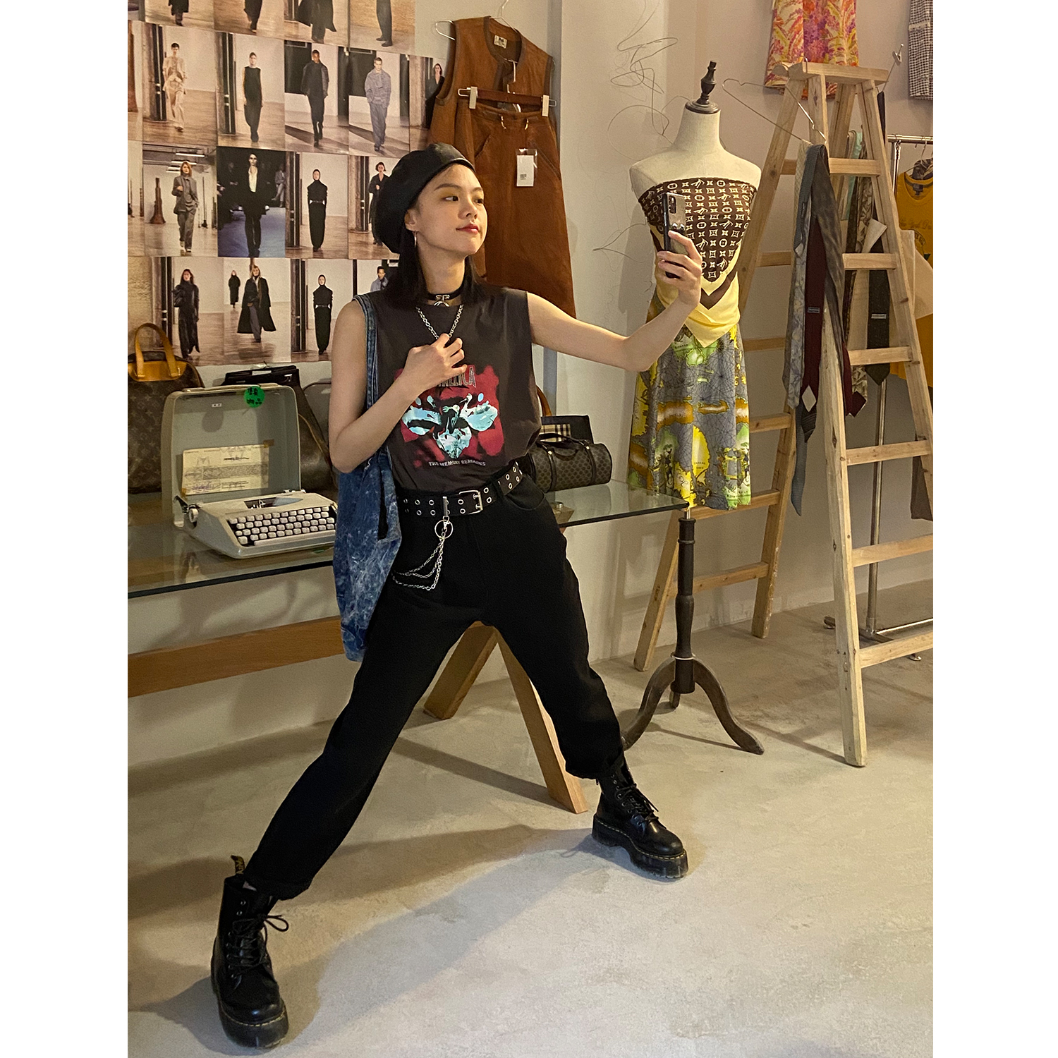 化学少女 X2「黑色神裤」高腰微弹牛仔裤黑色宽松百搭通勤小个子 - 图2