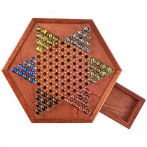 Checkers children puzzle upscale wooden jumping board ceramic ball Manau Pearl parent-child big old glass jumping pawn