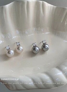 8m10m12m【银针过检测纯手作】施家珍珠戴妃款钻石耳钉蚊香盘耳夹