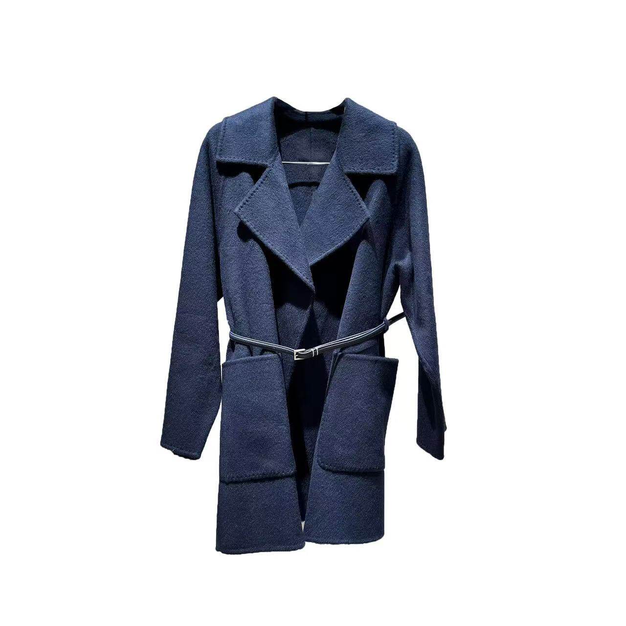 JR专柜正品2025年冬季新款西装领拼接腰带毛呢大衣女外套XRJ7D09D - 图3