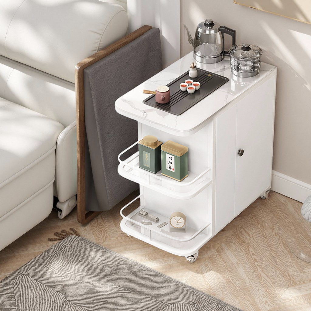 可移动茶桌烧水壶一体小户型岩板沙发边柜侧边几客厅阳台家用茶台 - 图0