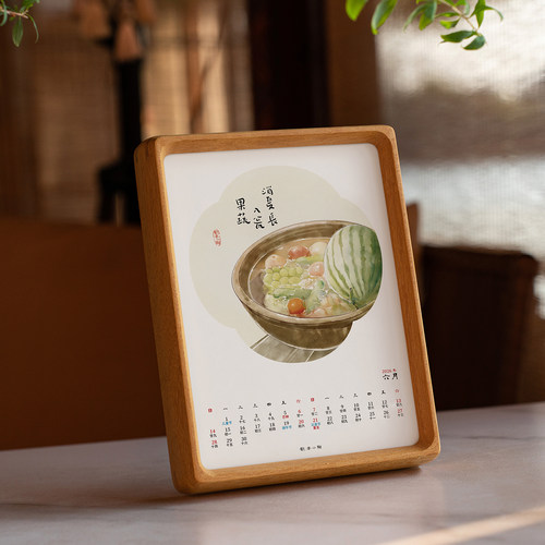 2026年新款马年月历创意实木日历桌面摆件定制故宫文艺插画小台历 - 图2