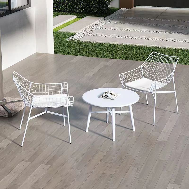 户外桌椅组合简约庭院阳台会客露天民宿户外休闲防水圆桌网格椅子 - 图3