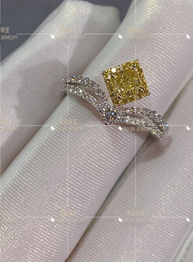 18k黄钻钻石垫形婚礼公主女订制