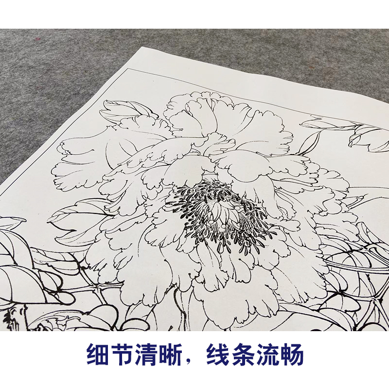 【大彩图】李晓明工笔画白描底稿牡丹斗方小品《暖香醉艳》K044 - 图3