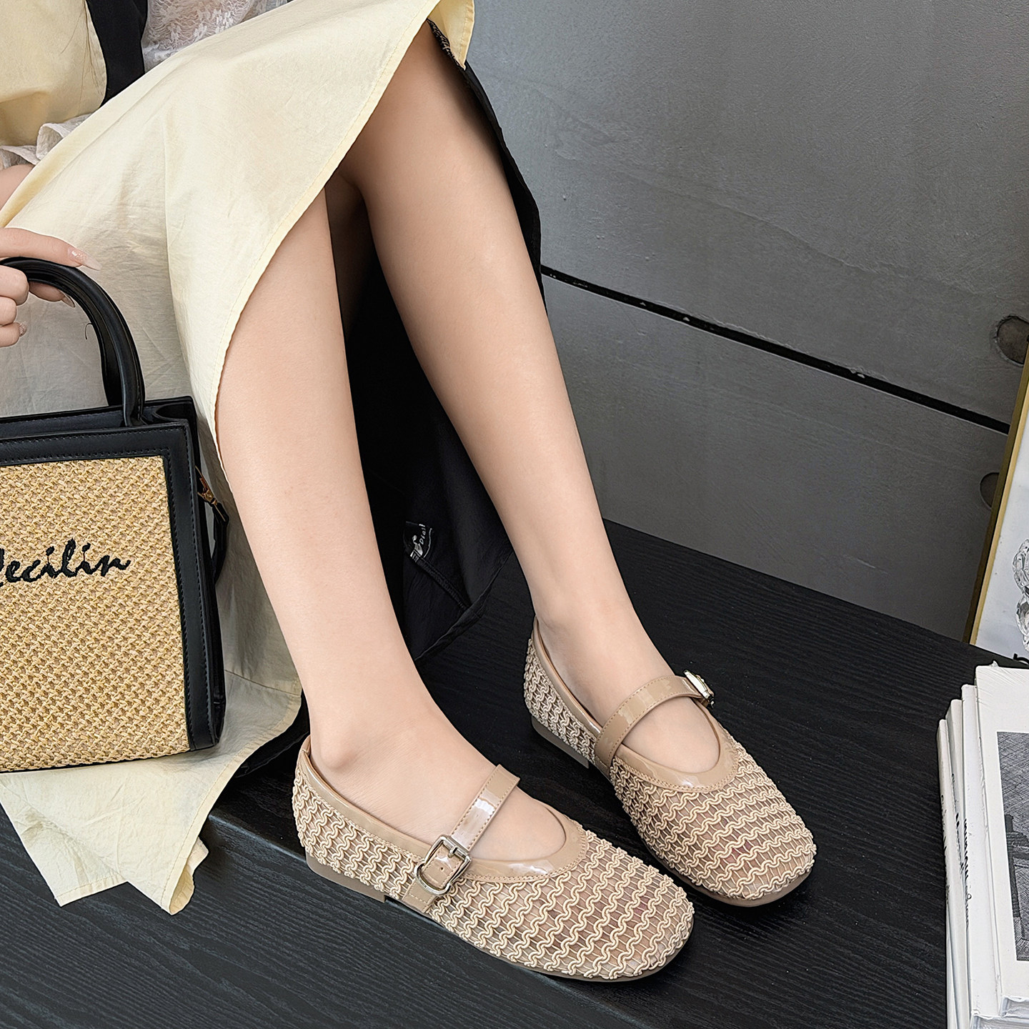 镂空编织玛丽珍鞋女2026新款夏季网面透气凉鞋法式平底鞋浅口单鞋,淘宝优惠券,粉丝福利购,淘宝优惠卷