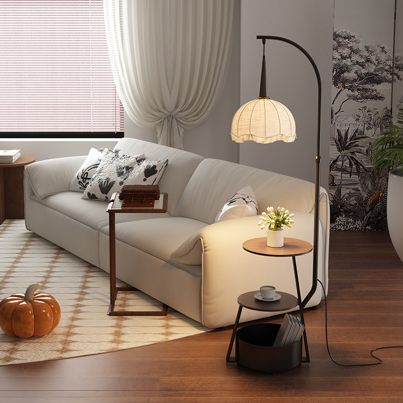 侘寂风钓鱼灯落地灯客厅沙发旁书房卧室床头灯复古高级感立式台灯 - 图0