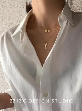 INS同心锁纯银钥匙项链