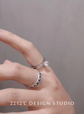 时尚风做旧ins复古指环纯银首饰