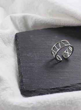 2212cs925纯银戒指女罗马数字