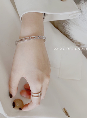 罗马数字礼物可调节大小纯银手镯