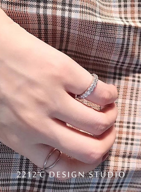 纯银镶钻锆石指环婚戒