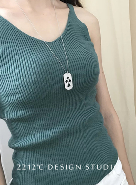 镶嵌锆石镂空十字架银项链包邮