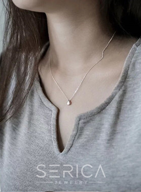 百搭水滴形纯银学生礼物锁骨链