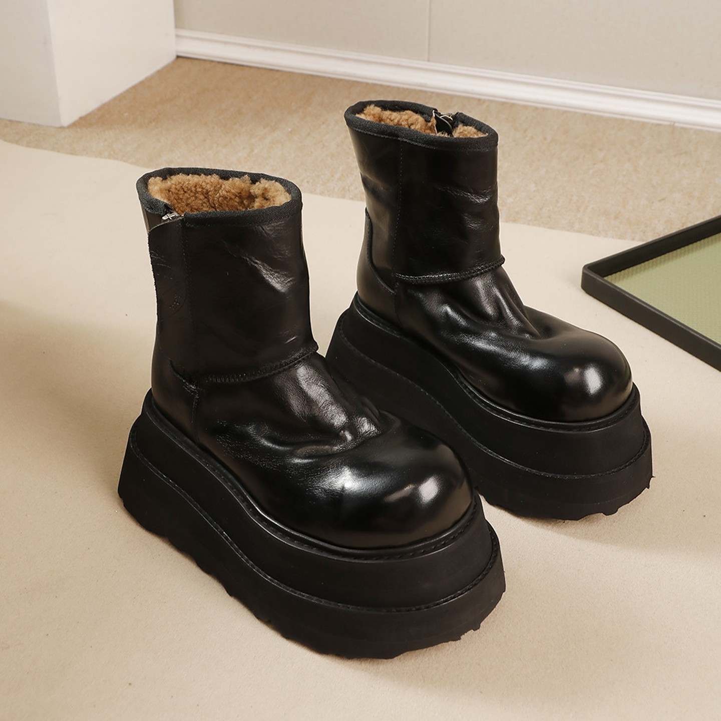 真皮羊毛时尚雪地靴女四月倾城冬季新款复古轻奢厚底棉靴勃肯短靴,淘宝优惠券,粉丝福利购,淘宝优惠卷