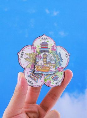 镇江地标旋转冰箱贴中国风纪念品