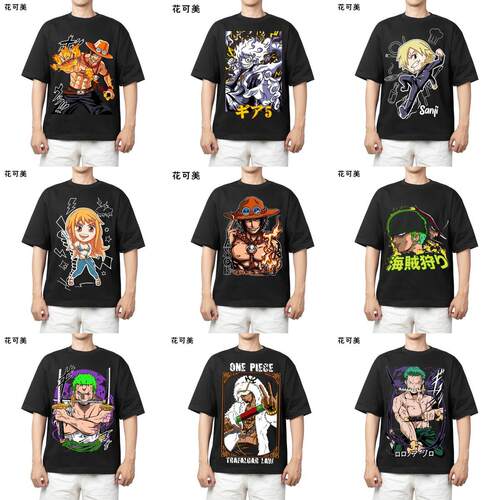 海贼王短袖T恤衣服Monkey D Luffy男二次元日系潮流纯棉One Piece - 图3