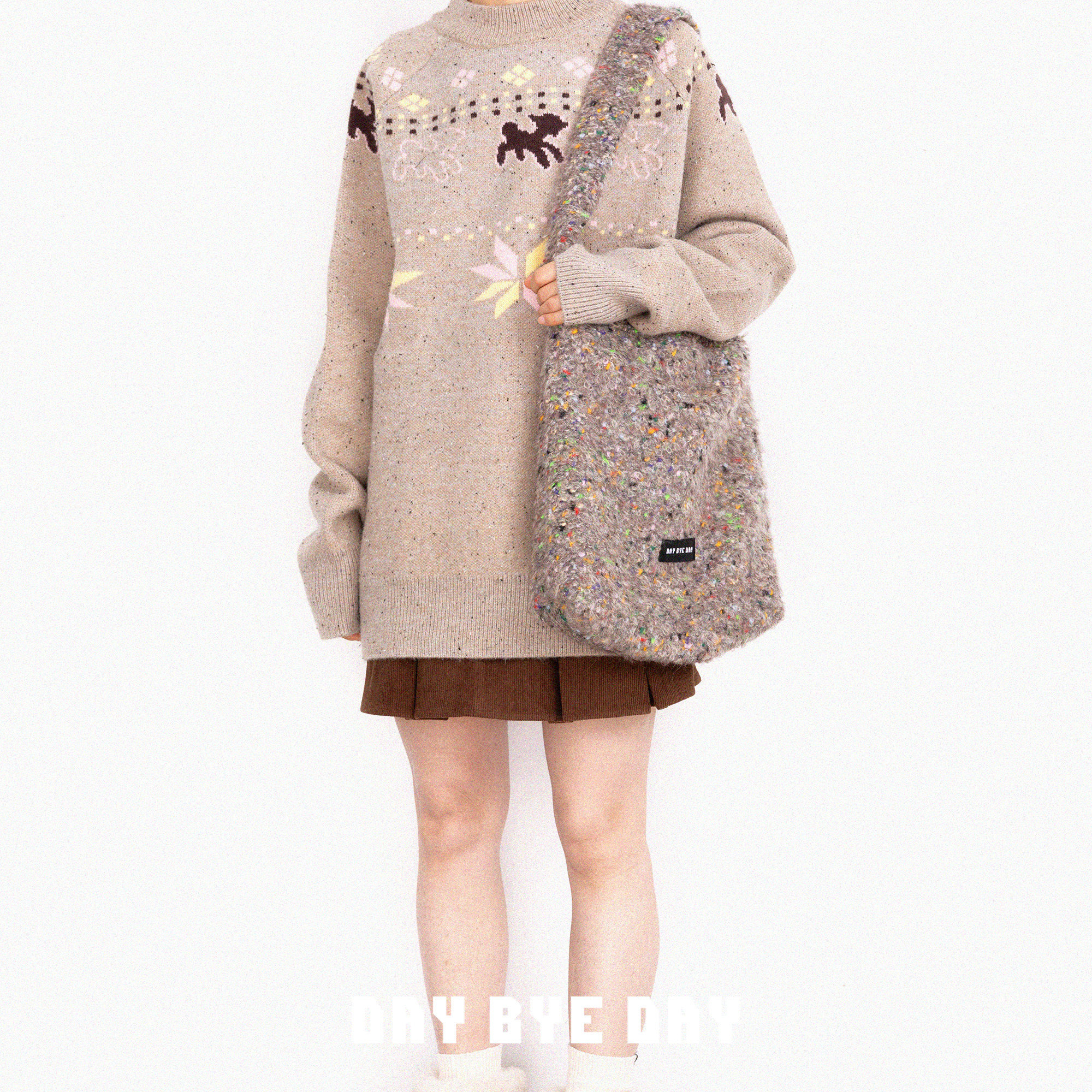 DAY BYE DAY原创单肩斜挎毛呢女个性小众大容量通勤托特包糖果色,淘宝优惠券,粉丝福利购,淘宝优惠卷