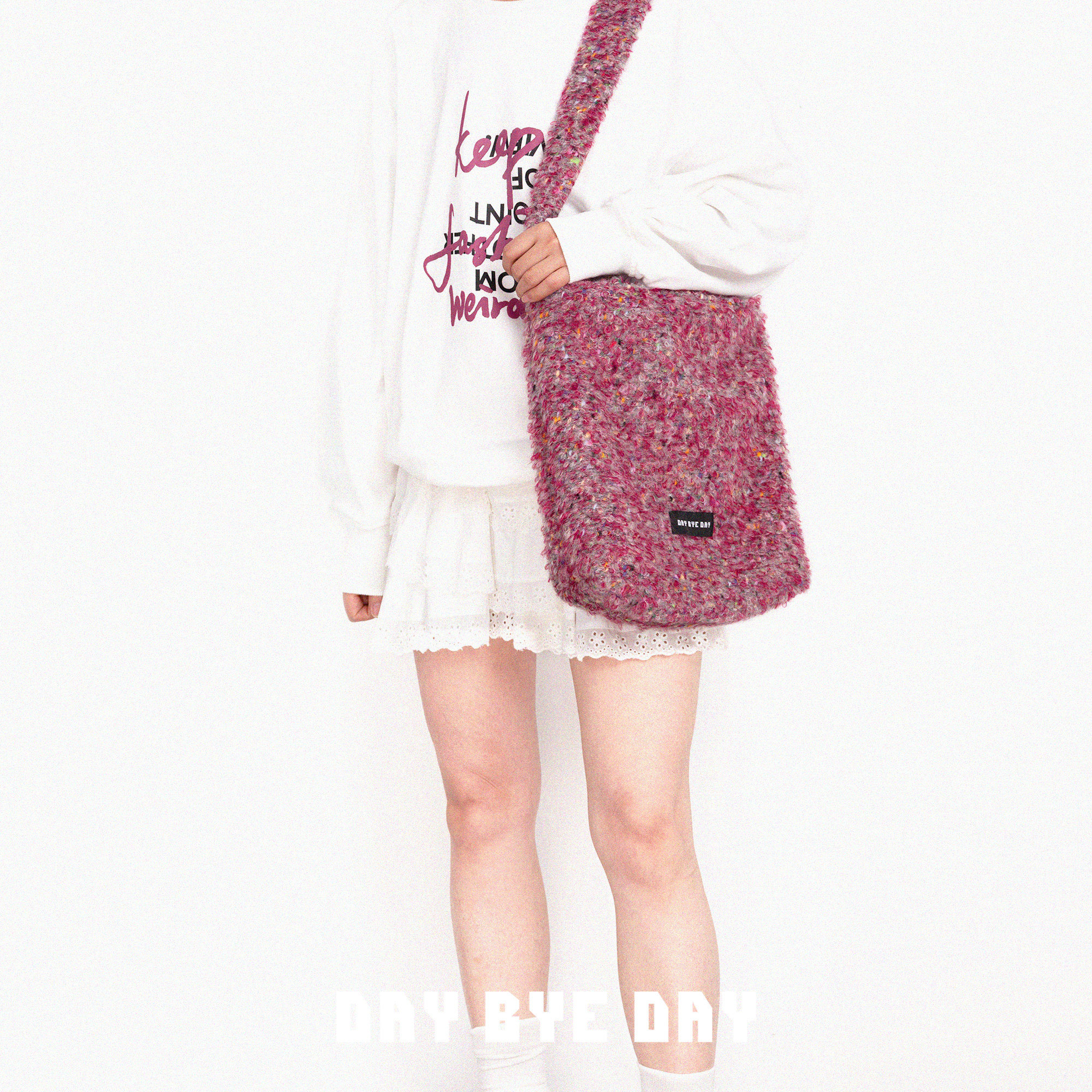 DAY BYE DAY原创单肩斜挎毛呢女个性小众大容量通勤托特包糖果色,淘宝优惠券,粉丝福利购,淘宝优惠卷