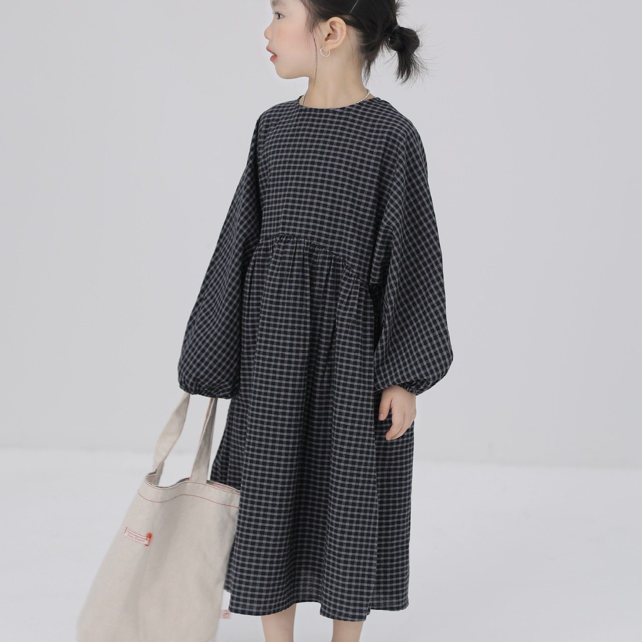 2025年秋冬季新款格子亲子母女装女童森系文艺过膝长裙宽松连衣裙,淘宝优惠券,粉丝福利购,淘宝优惠卷