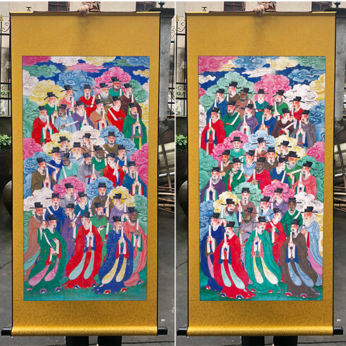 东岳大帝画像泰山神72司水陆画装饰画丝绸竖轴挂画字画不褪色包邮 - 图0