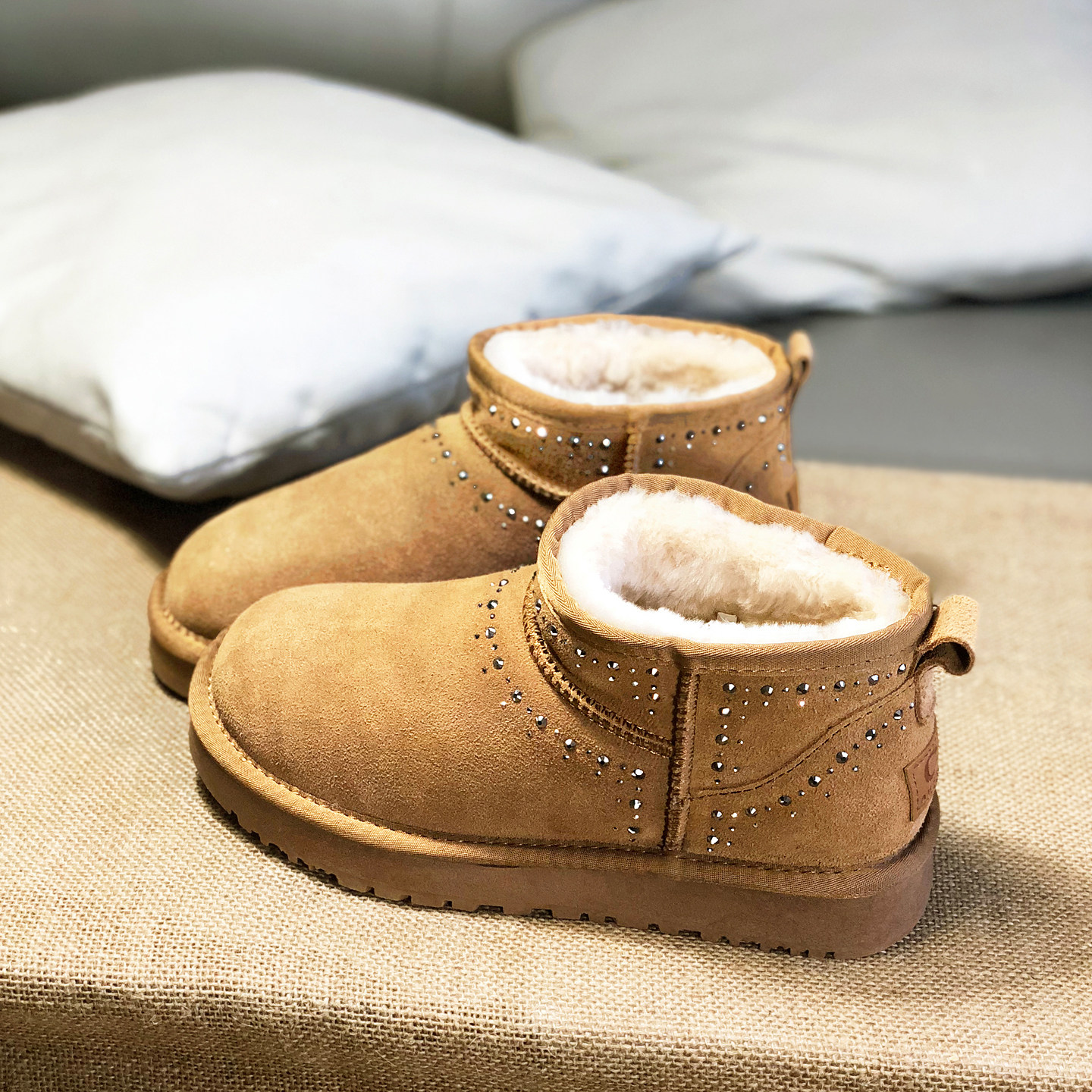 冬季新款雪地靴女短筒平底真皮加绒保暖防滑懒人鞋一脚蹬短靴棉鞋,淘宝优惠券,粉丝福利购,淘宝优惠卷