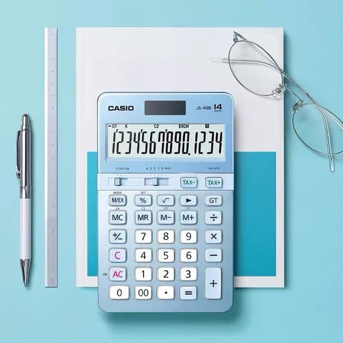 CASIO卡西欧JS-40B白领商务办公计算器14位数太阳能台式财务用 - 图0