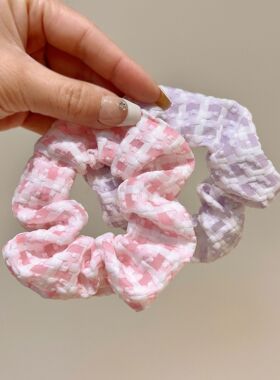 甜美格子大肠发圈小香风头绳