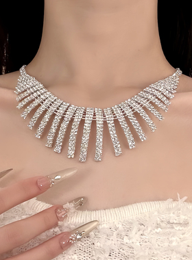 HEY TAO绝美满钻流苏锆石项链女轻奢气质宴会锁骨颈链晚礼服配饰