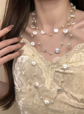 HEY TAO巴洛克满天星多层珍珠项链长款轻奢百搭锁骨链配饰颈链女