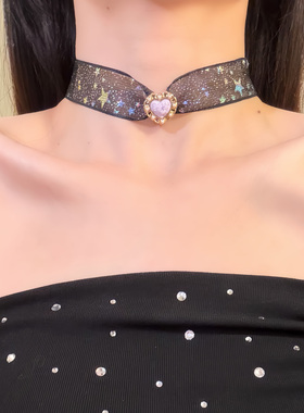 HEY TAO复古爱心蕾丝choker项链女款小众纯欲气质颈链配饰锁骨链