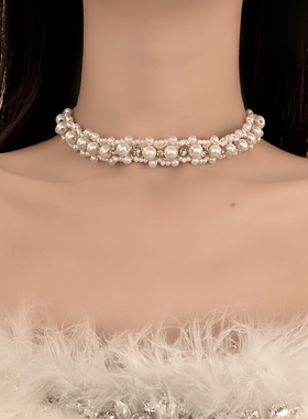 HEY TAO小香风复古珍珠choker优雅气质项链女款高级感锁骨链配饰