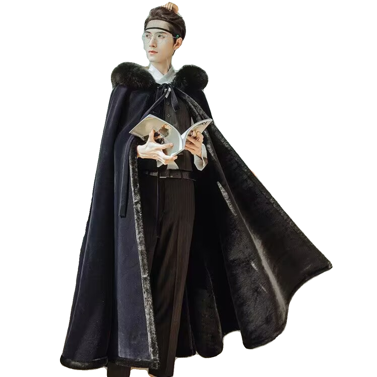 斗篷汉服女加绒加厚中国风大毛领保暖毛呢披肩外套披风秋冬款年会,淘宝优惠券,粉丝福利购,淘宝优惠卷