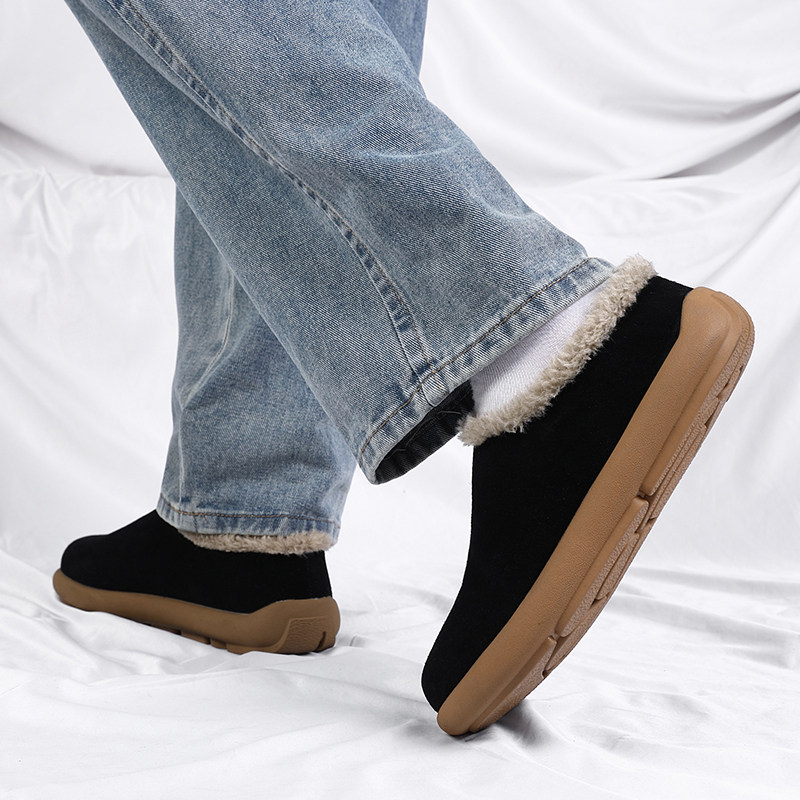 2025冬季新款软底休闲男鞋防滑半拖鞋加绒保暖乐福鞋平底加厚棉鞋,淘宝优惠券,粉丝福利购,淘宝优惠卷